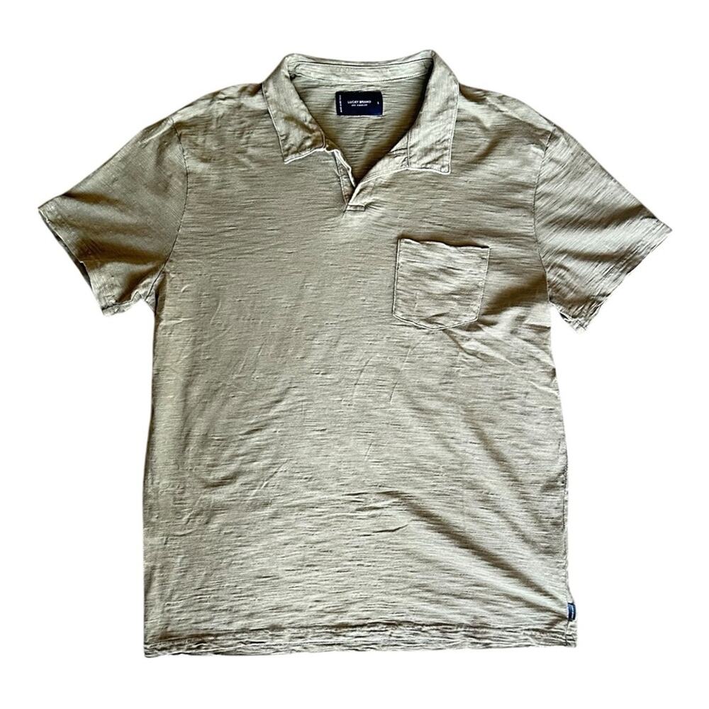 Lucky Brand Men’s Brown 100% Cotton Polo Shirt Short Sleeve Spring Casual Size L - Picture 3 of 6
